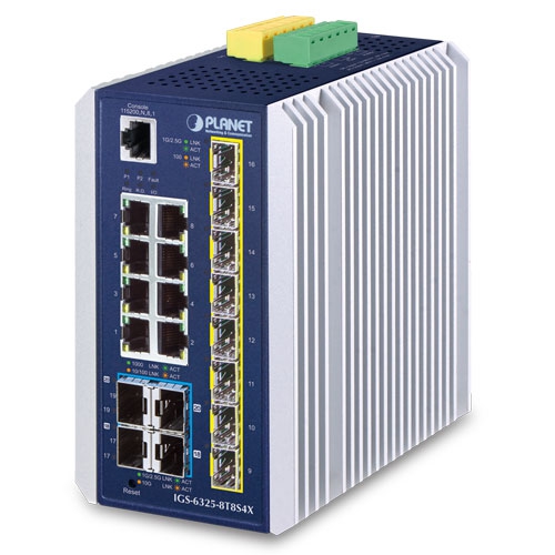 Industrial L3 8-Port 10/100/1000T + 8-Port 1G/2.5G SFP + 4-Port 10G SFP+ Managed Ethernet Switch 1 box IGS 6325 8T8S4Xv1.2