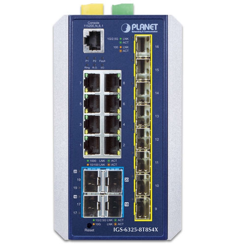 Industrial L3 8-Port 10/100/1000T + 8-Port 1G/2.5G SFP + 4-Port 10G SFP+ Managed Ethernet Switch 2 box IGS 6325 8T8S4Xv1.2 01