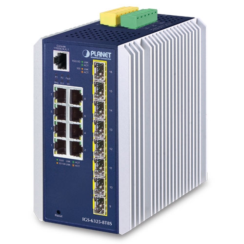 Industrial L3 8-Port 10/100/1000T + 8-Port 1G/2.5G SFP Managed Ethernet Switch 1 box IGS 6325 8T8Sv1.2