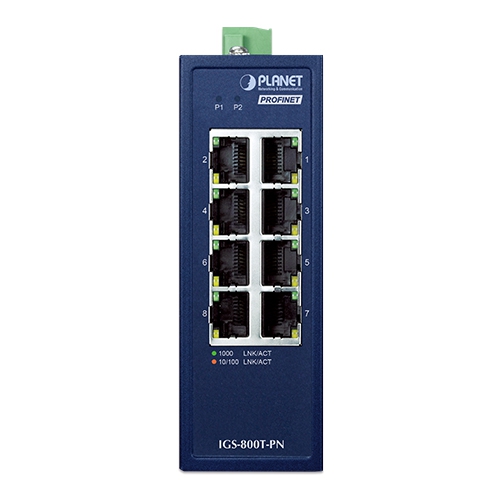 Compact Industrial 8-Port 10/100/1000T PROFINET Switch 2 box IGS 800T PN 01