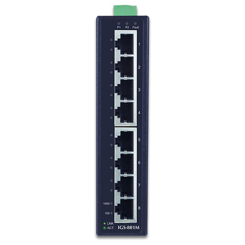 8-Port 10/100/1000Mbps Managed Industrial Ethernet Switch 2 box IGS 801Mv2 01