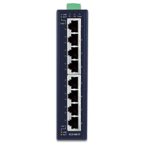 8-Port 10/100/1000T Industrial Gigabit Ethernet Switch (-40~75 degrees C operating temperature) 2 box IGS 801Tv4.1 01