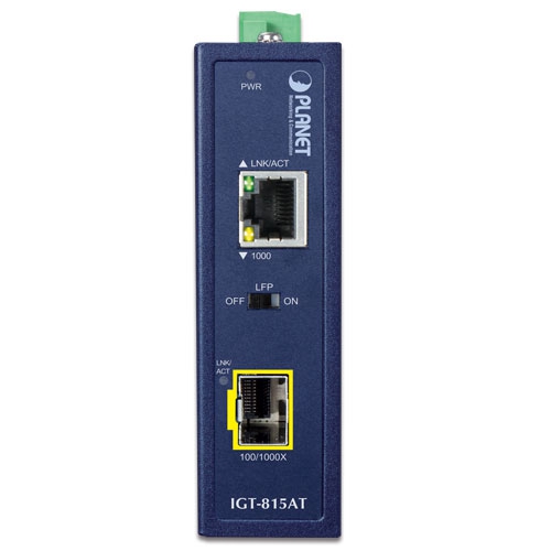 Industrial Compact 100/1000BASE-X to 10/100/1000BASE-T Media Converter 2 box IGT 815ATv2 01