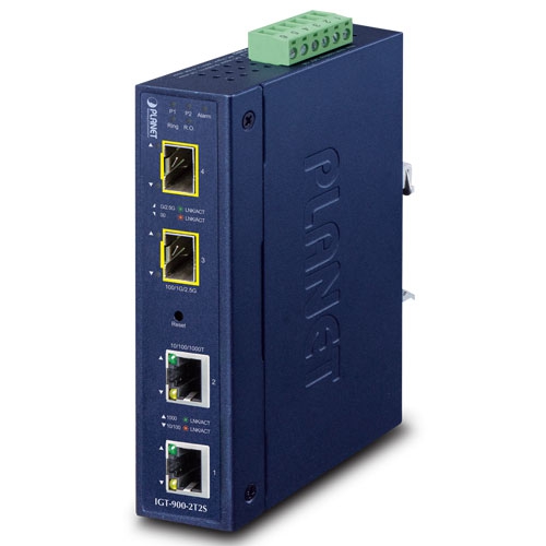 Industrial 2-Port 10/100/1000T + 2-Port 100/1000/2500X SFP Managed Media Converter 1 box IGT 900 2T2S