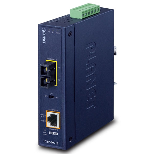 1000BASE-X to 10/100/1000BASE-T 802.3at PoE+ Industrial Media Converter 5 box IGTP 802TSv3