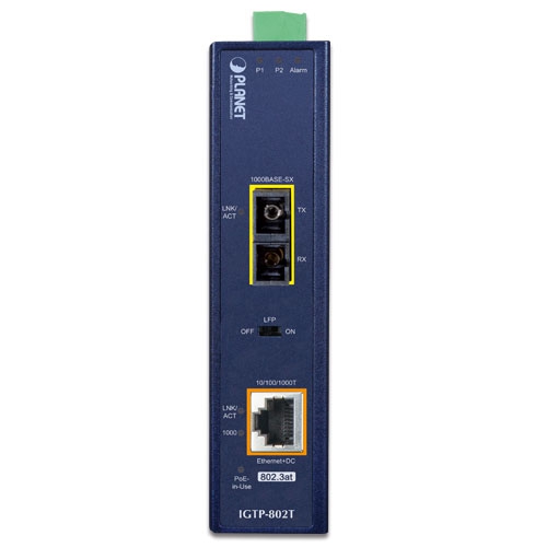 1000BASE-X to 10/100/1000BASE-T 802.3at PoE+ Industrial Media Converter 3 box IGTP 802Tv3 01