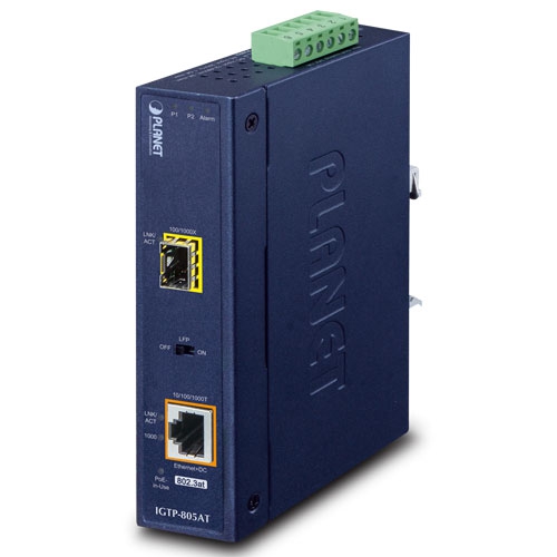 1000BASE-X to 10/100/1000BASE-T 802.3at PoE+ Industrial Media Converter 8 box IGTP 805ATv3