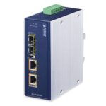 Industrial 2-Port 100/1000X SFP to 2-Port 10/100/1000T 802.3bt PoE++ Media Converter 55 box IGUP 2205AT B1