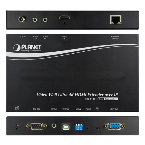 Video Wall Ultra 4K HDMI/USB Extender Transmitter over IP with PoE 5 box IHD 410PT 04