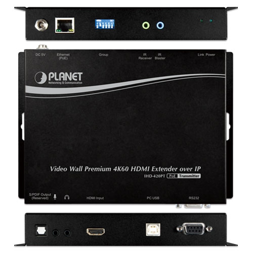 Video Wall 4K/60 HDMI & USB over IP Transmitter/Receiver with PoE 11 box IHD 420PT 04