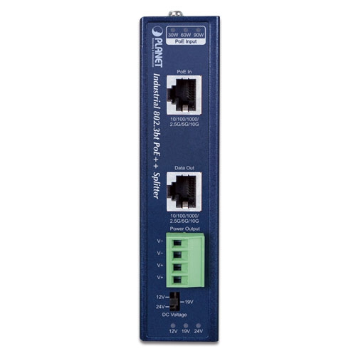 Industrial Single-Port 10Gbps 802.3bt PoE++ Splitter 2 box IPOE 176S 01