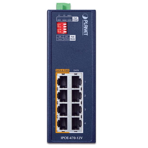 Industrial 4-port Multi-Gigabit 802.3bt PoE++ Injector Hub w/ 12V Booster 2 box IPOE 470 12V v1.1 01