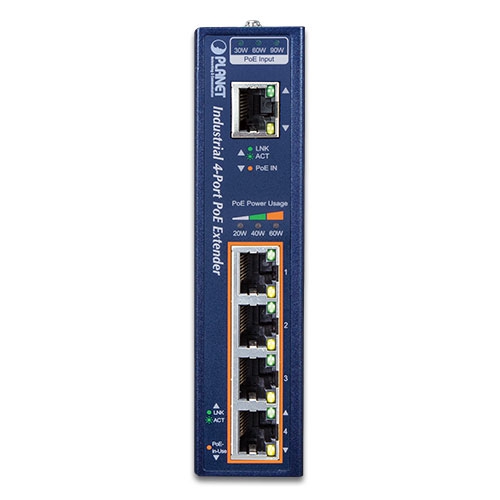 Industrial 1-Port 802.3bt PoE++ to 4-Port 802.3af/at Gigabit PoE Extender 2 box IPOE E174v4 01