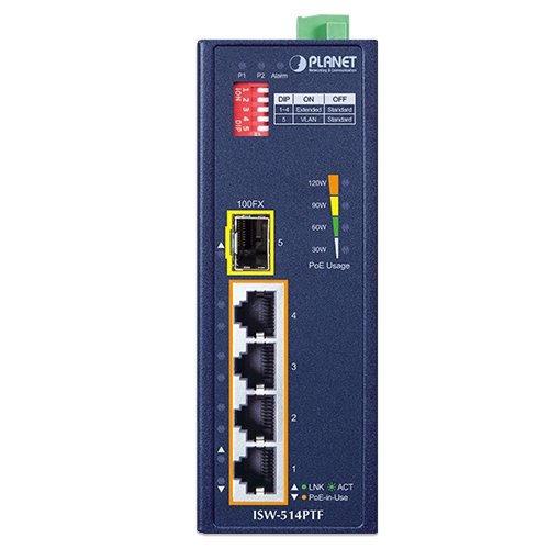Industrial 4-Port 10/100TX 802.3at PoE+ plus 1-Port 100FX Ethernet Switch 2 box ISW 514PTFv4 01
