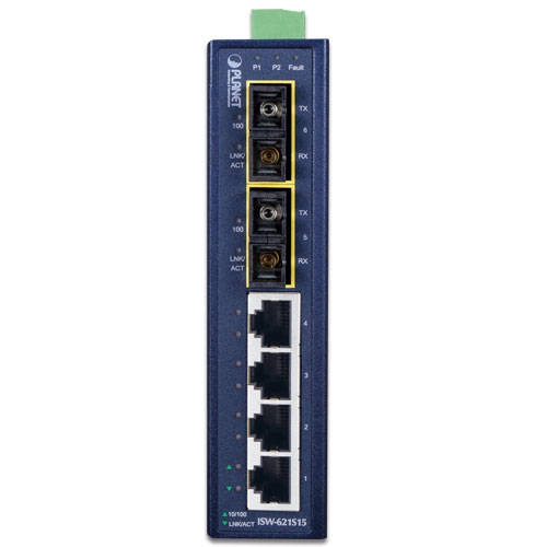 4-Port 10/100Base-TX + 2-Port 100Base-FX Industrial Fast Ethernet Switch 2 box ISW 621S15v1.1 01