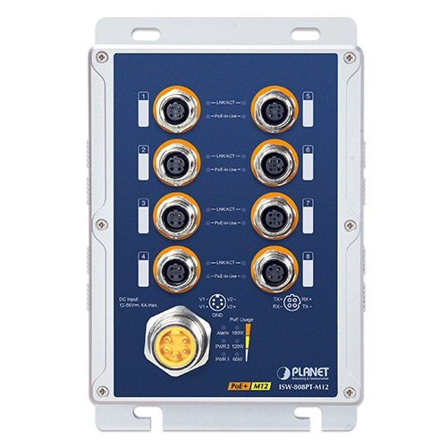 Industrial IP67 8-Port 10/100TX M12 802.3at PoE+ Switch 2 box ISW 808PT M12v2 01