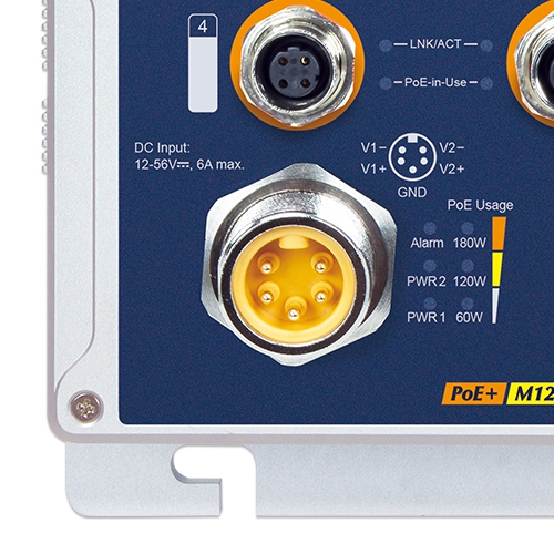 Industrial IP67 8-Port 10/100TX M12 802.3at PoE+ Switch 4 box ISW 808PT M12v2 03