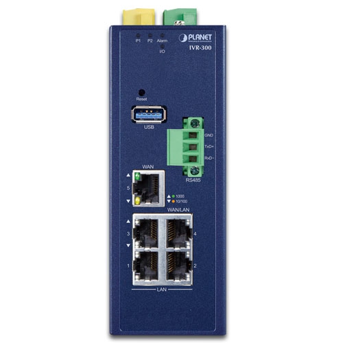 Industrial 5-Port 10/100/1000T VPN Security Gateway with Redundant Power 2 box IVR 300 01