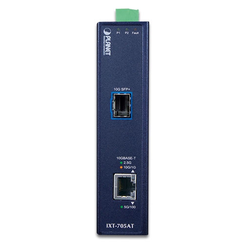 Industrial 10G/5G/2.5G/1G/100M Copper to 10GBASE-X SFP+ Media Converter 2 box IXT 705ATv1.1 01