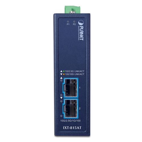 Compact Industrial 2-Port 10G/2.5G/1G/100BASE-X SFP+ Media Converter 2 box IXT 815AT 01