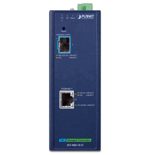 Industrial 1-Port 10GBASE-X SFP+ + 1-Port 10GBASE-T Managed Media Converter 2 box IXT 900 1X1T 01