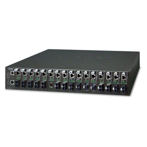 16-Slot Managed Media Converter Chassis with Redundant Power Supply System 1 box MC 1610MRv2