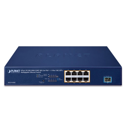 8-Port 10/100/1000/2500T 802.3at PoE+ + 1-Port 10G SFP+ Multigigabit Ethernet Switch (120 Watts) 2 box MGS 910XP 01