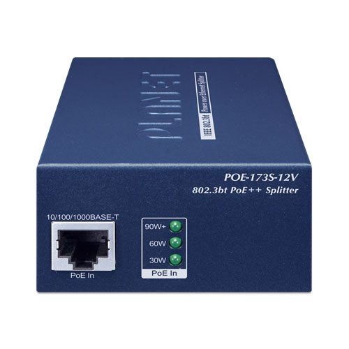 Single-Port 10/100/1000Mbps 802.3bt PoE++ Splitter 2 box POE 173S 12V 01