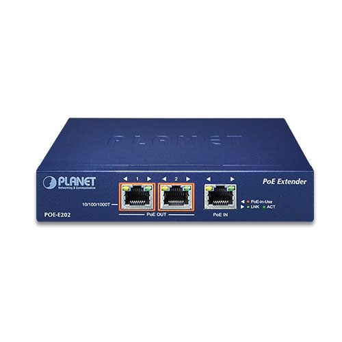1-port 802.3at PoE+ to 2-port 802.3af/at Gigabit PoE Extender 2 box POE E202v1.1 01
