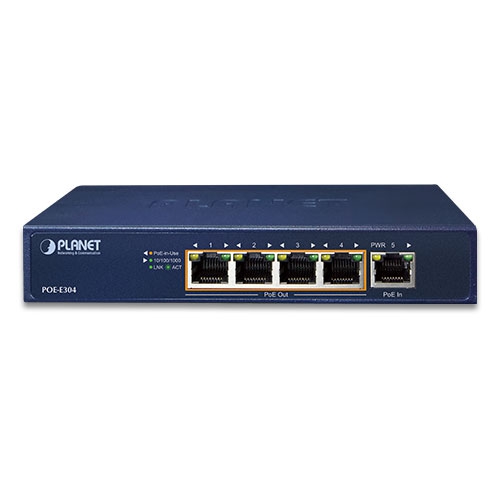 1-Port 802.3bt PoE++ to 4-Port 802.3af/at Gigabit PoE Extender 2 box POE E304v2 01