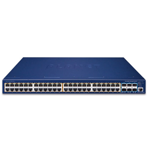 L3 48-Port 10/100/1000T 802.3at PoE + 6-Port 10G SFP+ Stackable Managed Switch with 55V DC Redundant Power 2 box SGS 6310 48P6XR 01