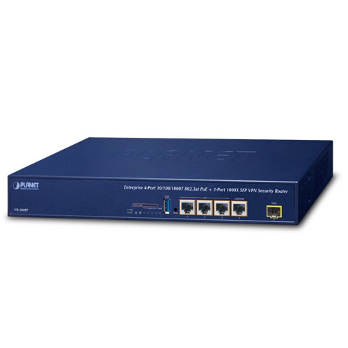 Enterprise 4-Port 10/100/1000T 802.3at PoE + 1-Port 1000X SFP VPN Security Router 1 box VR 300FP