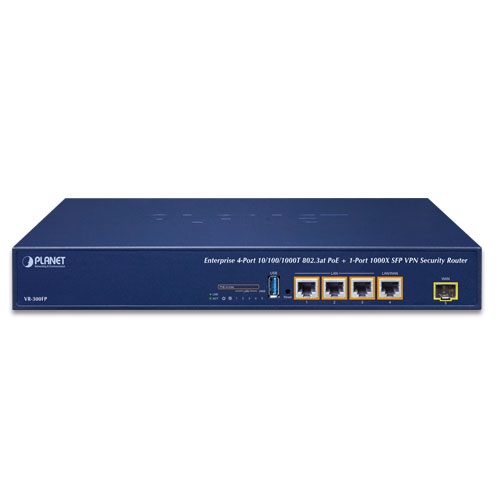 Enterprise 4-Port 10/100/1000T 802.3at PoE + 1-Port 1000X SFP VPN Security Router 2 box VR 300FP 01