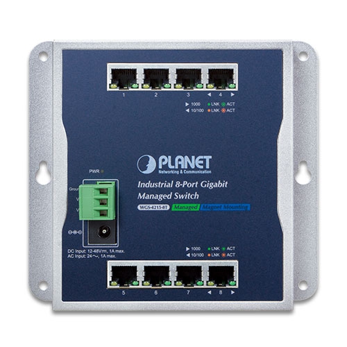 Industrial 8-Port 10/100/1000T Wall-mount Managed Switch (-40~75 degrees C) 2 box WGS 4215 8Tv1.1 01