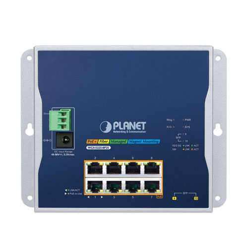 Industrial L2+ 8-Port 10/100/1000T 802.3at PoE + 2-Port 1G/2.5G SFP Wall-mount Managed Switch 2 box WGS 5225 8P2Sv3 01
