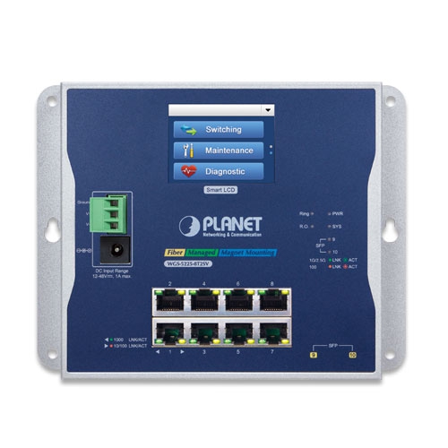 Industrial L2+ 8-port 10/100/1000T + 2-port 1G/2.5G SFP Wall-mount Managed Switch with LCD Touch Screen 2 box WGS 5225 8T2SV v1.2 v2 01
