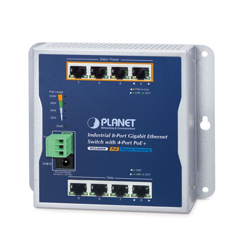 Industrial 8-Port 10/100/1000T Wall-mounted Gigabit Ethernet Switch with 4-Port PoE+ 1 box WGS 804HPv2