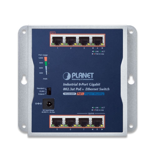 Industrial 8-Port 10/100/1000T Wall-mounted Gigabit PoE+ Switch 2 box WGS 818HP 01