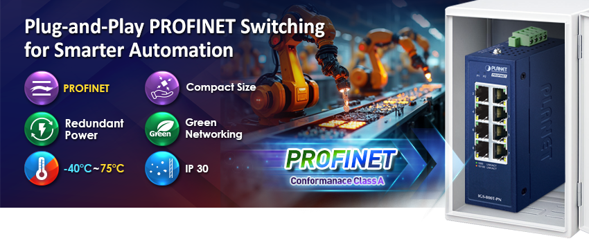 Compact Industrial 8-Port 10/100/1000T PROFINET Switch 4 PLANET IGS-800T-PN