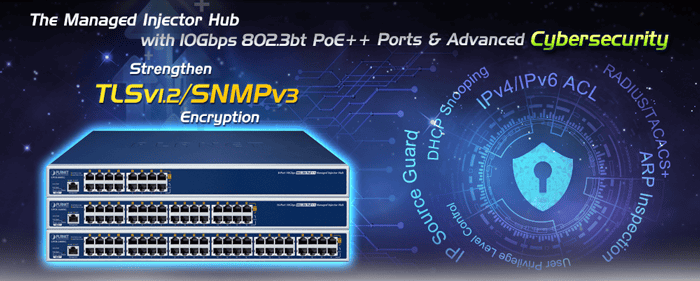 8-Port 10Gbps 802.3bt PoE++ Managed Injector Hub 10 UPOE XG series 2