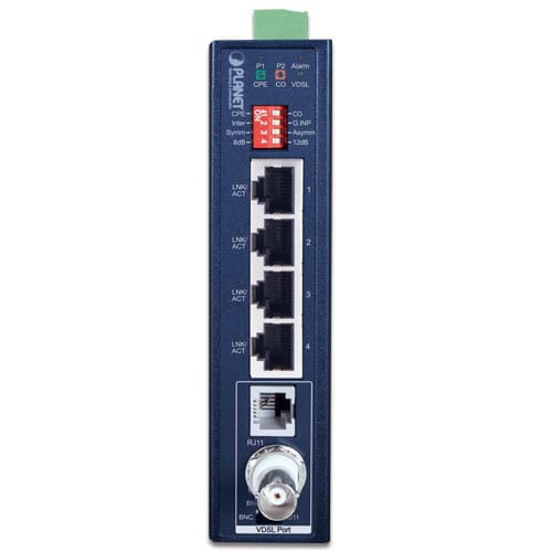 Industrial 1-Port BNC/RJ11 to 4-Port Gigabit Ethernet Extender 2 box IVC 234GTv2 01