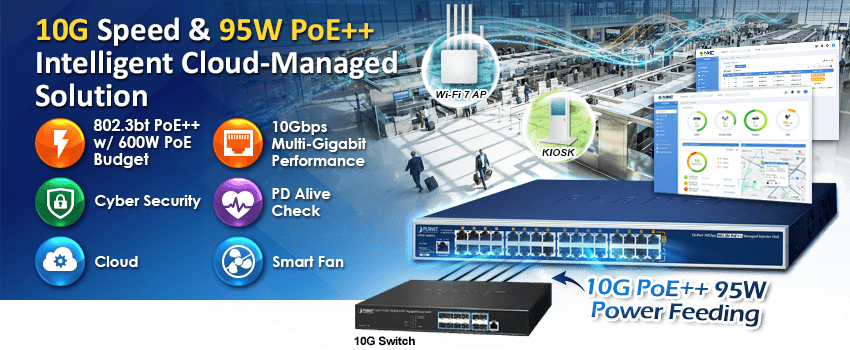 16-Port 10Gbps 802.3bt PoE++ Managed Injector Hub 4 PLANET UPOE-1600XG