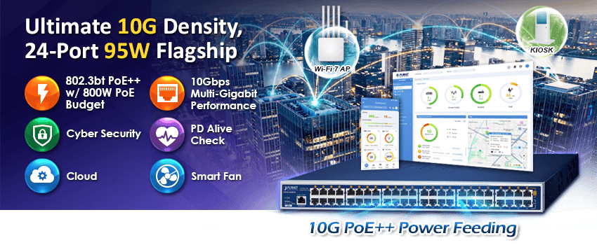 24-Port 10Gbps 802.3bt PoE++ Managed Injector Hub 4 PLANET UPOE-2400XG