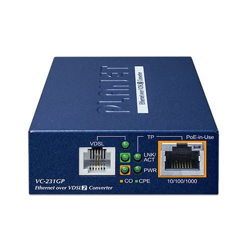1-Port 10/100/1000T 802.3at PoE+ Ethernet to VDSL2 Converter 2 box VC 231GPv2 01