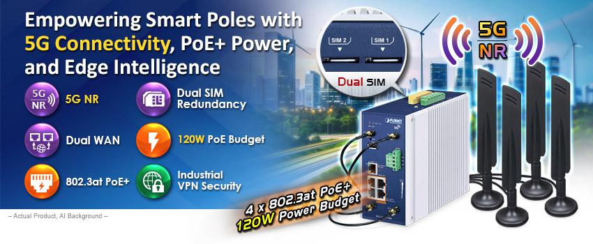 Industrial 5G NR Cellular Gateway with 4-Port 10/100/1000T PoE+ 6 edm2 ICG 2515P NR1