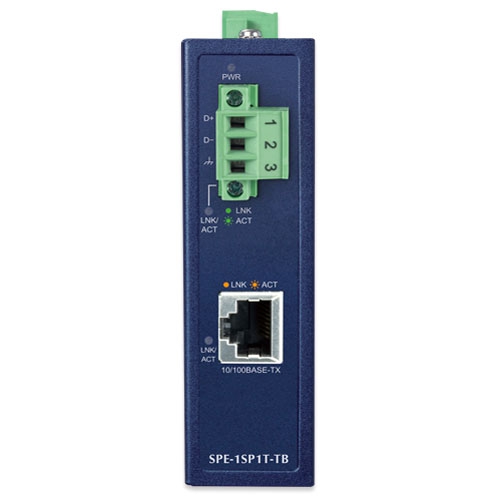 Industrial 10BASE-T1L SPE to 10/100BASE-TX Media Converter 5 box SPE 1SP1T TB 01